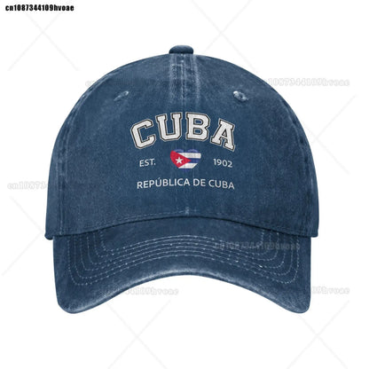 Cuba Baseball Cap EST.1902 La República De Cuba Denim Caps