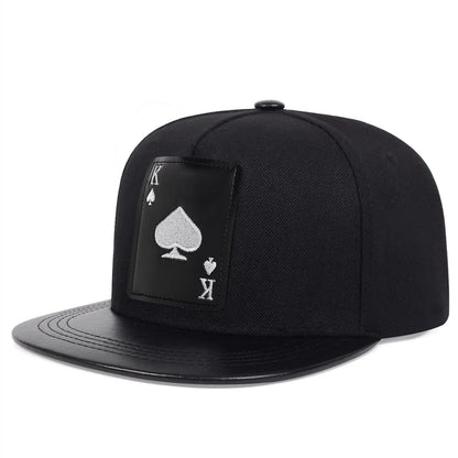 King Leather Playing Card Embroidered Baseball Caps Hip Hop Caps For Men Women Snapback Caps