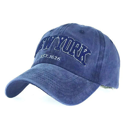 Spring And Autumn Washed Cloth Baseball Cap Embroidered Letters New York