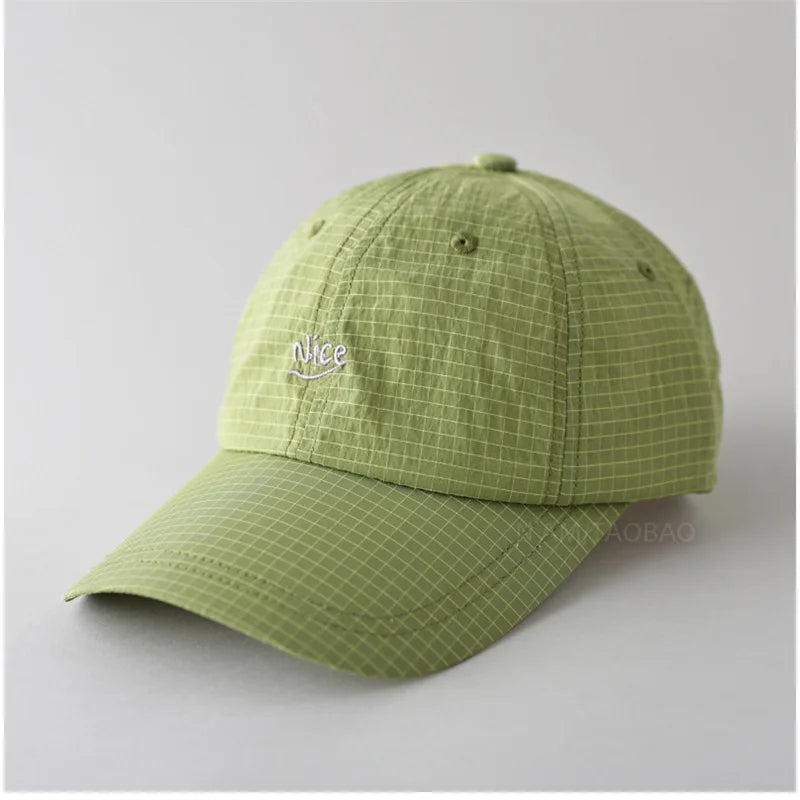 Quick Dry Baseball Cap With Letter Embroidery & Plaid