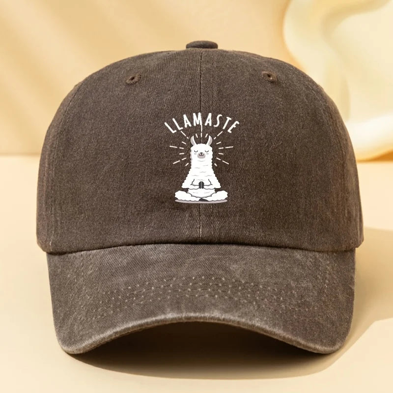 Baseball Cap with "LLAMASTE" Cartoon Llama Design