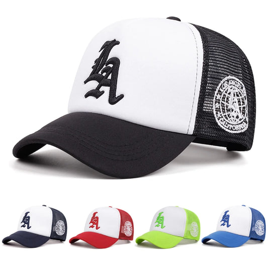 LA Side Embroidered Breathable Mesh Hat Men's Hip Hop Hat Baseball Hat