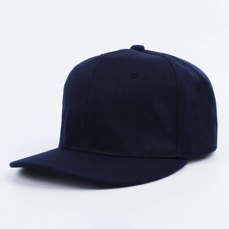 Solid Color Flat Brim Adjustable Hip Hop Men Snapback Cap