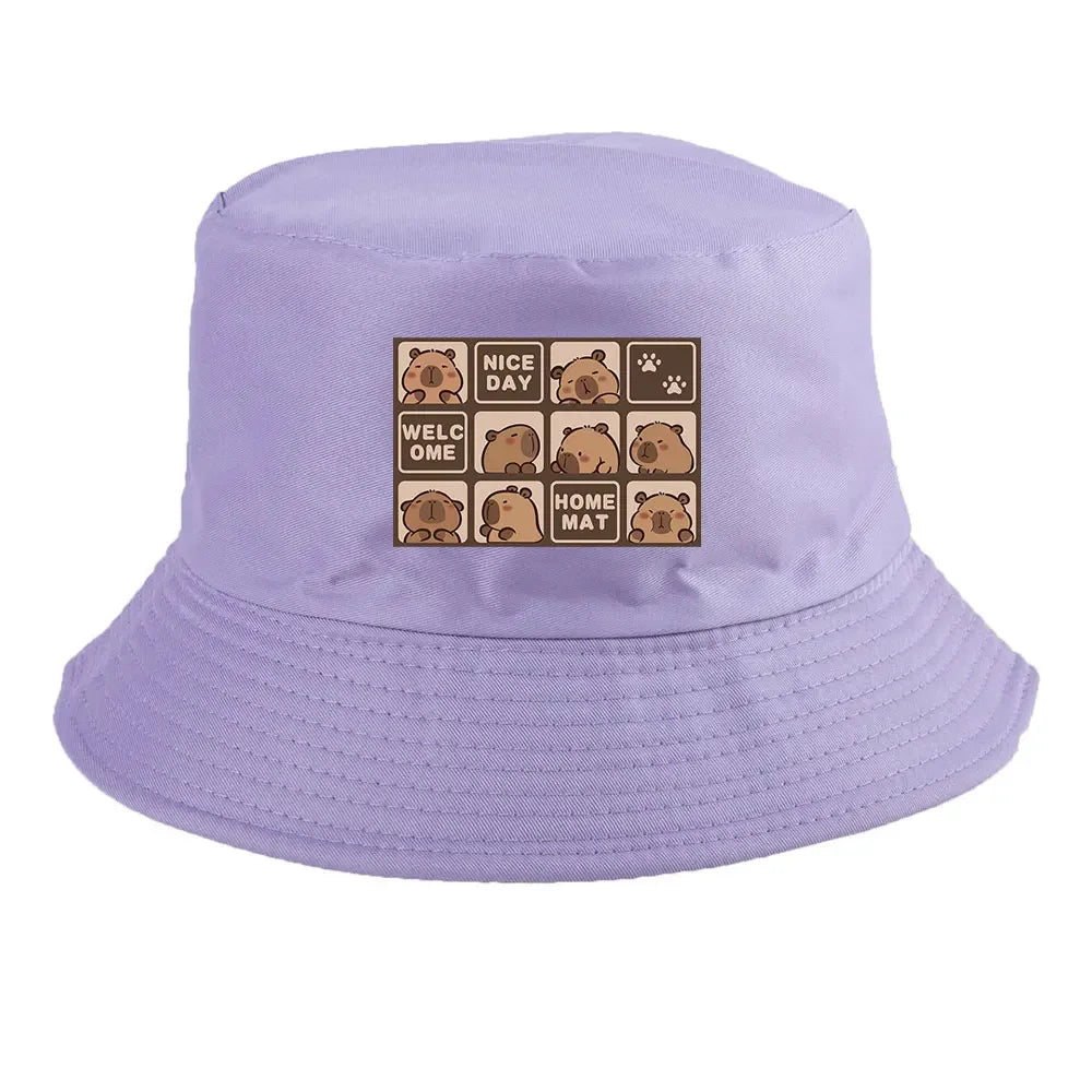Summer Spring Ladies Cotton Korean Casual  Sunprotection Capybara Bucket Hat
