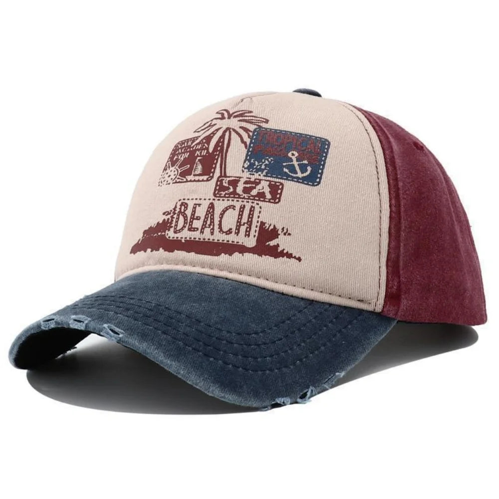 Retro BEACH Embroidery Baseball Hat
