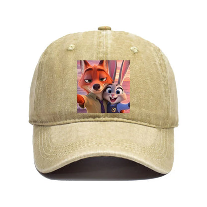 Disney Zootopia Cartoon Anime Retro Print Baseball Cap Judy Nick Sun Hat