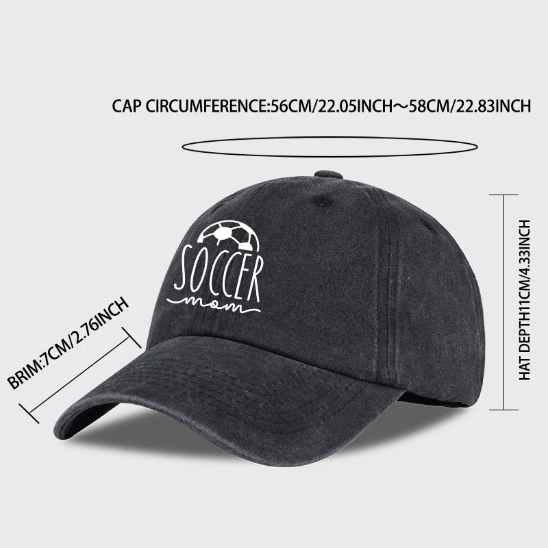 Soccer Mom Print Washed Baseball Cap