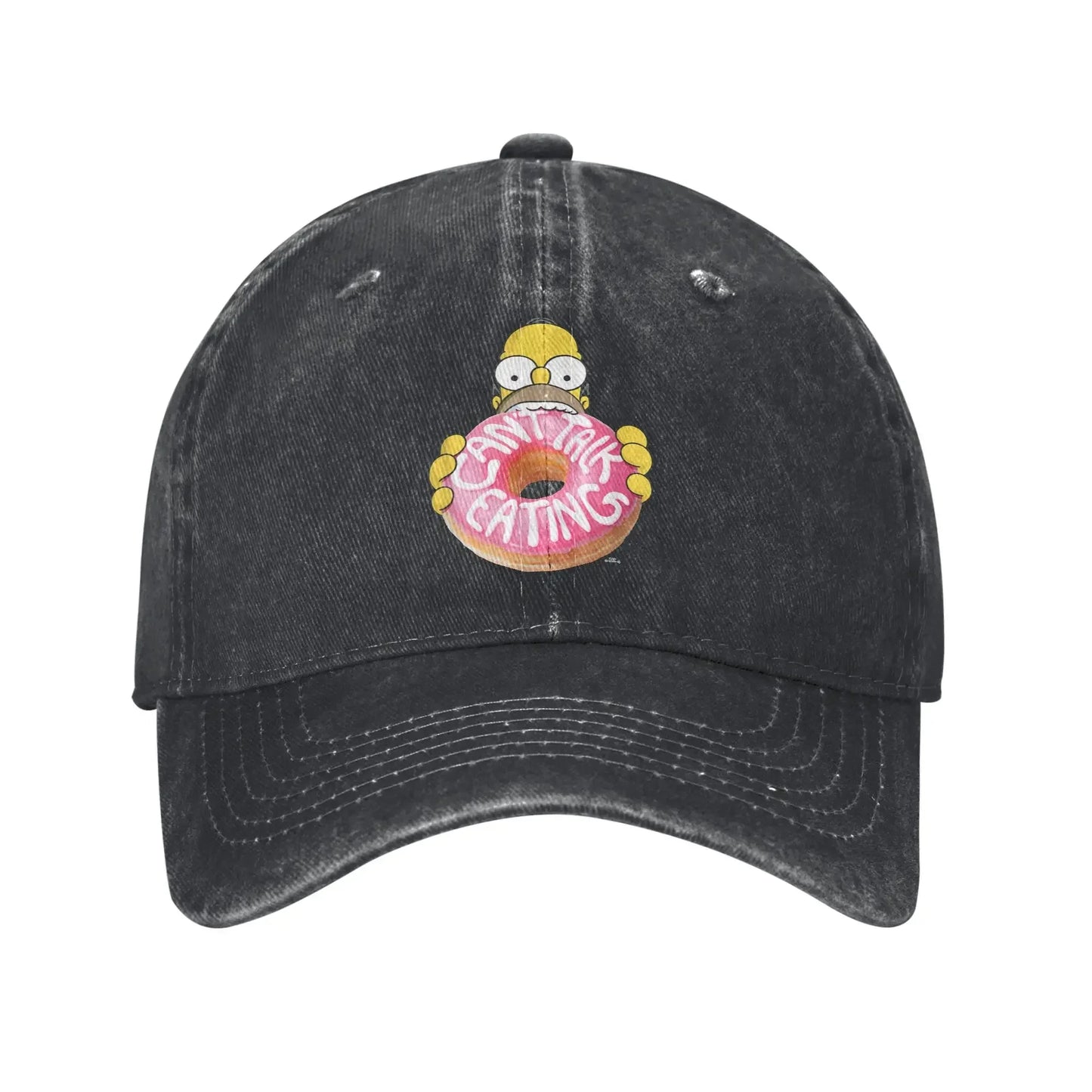 The S-simpson Homer Can't Talk Eating Donut Baseball Cap