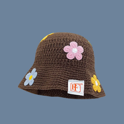 Hook flower Colorful Gradient knittingWoolen Hat Women's
