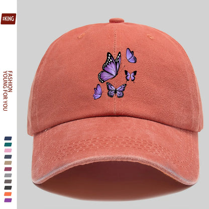 New Simple Versatile Butterfly Print Baseball Cap