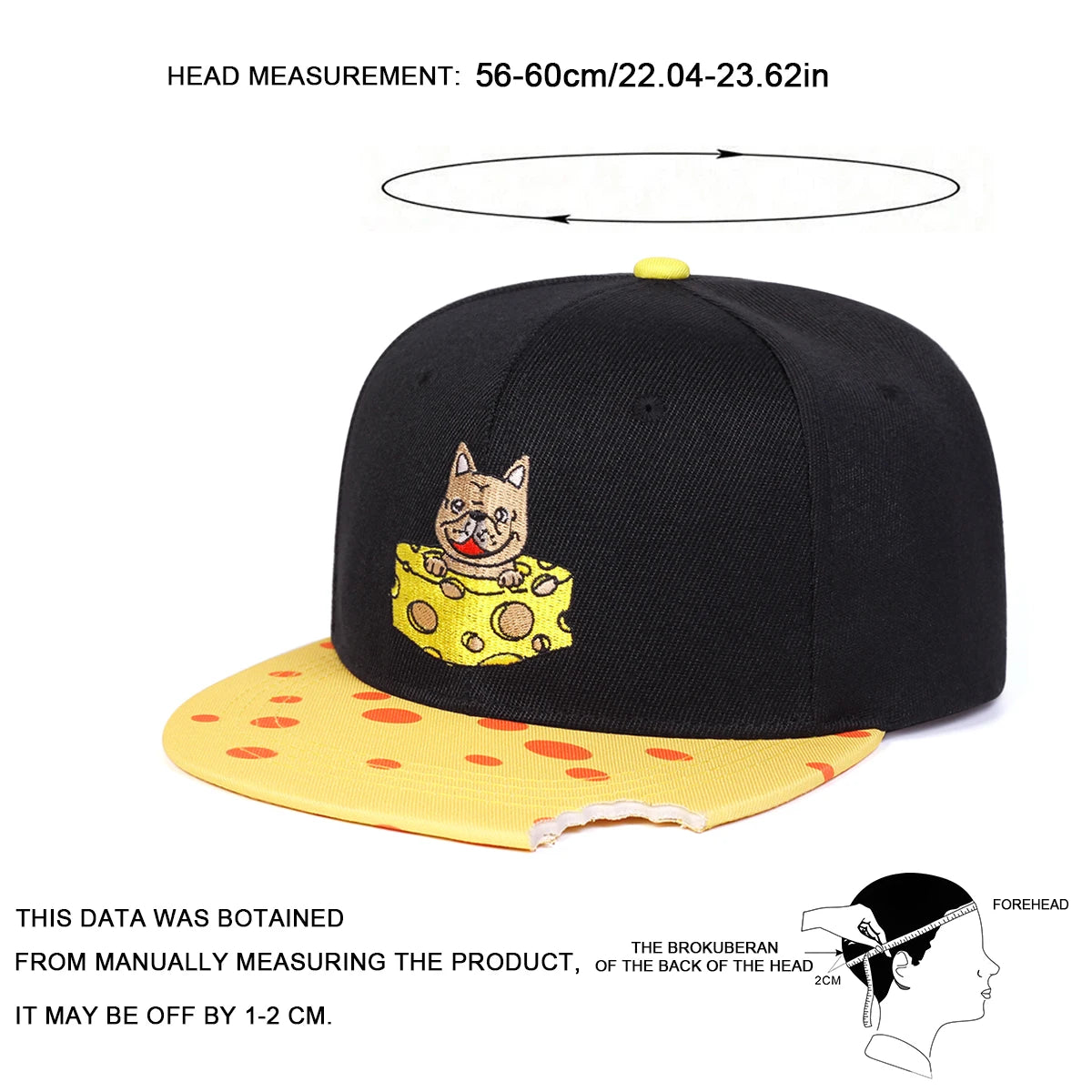 Unisex Cheese Pug Embroidery Hip-hop Hats Baseball Caps Sunscreen Hat Sports Cap Snapback Caps