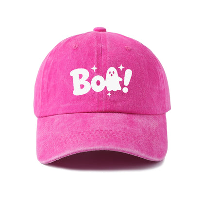 Vintage Washed Boo Ghost Quote Graphic Baseball Cap