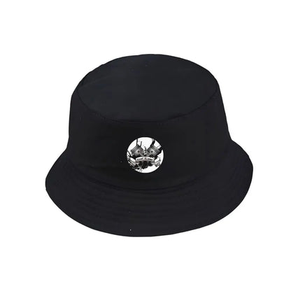 Black Bucket Hat with Cool Print, Summer Fisherman Fishing Hat