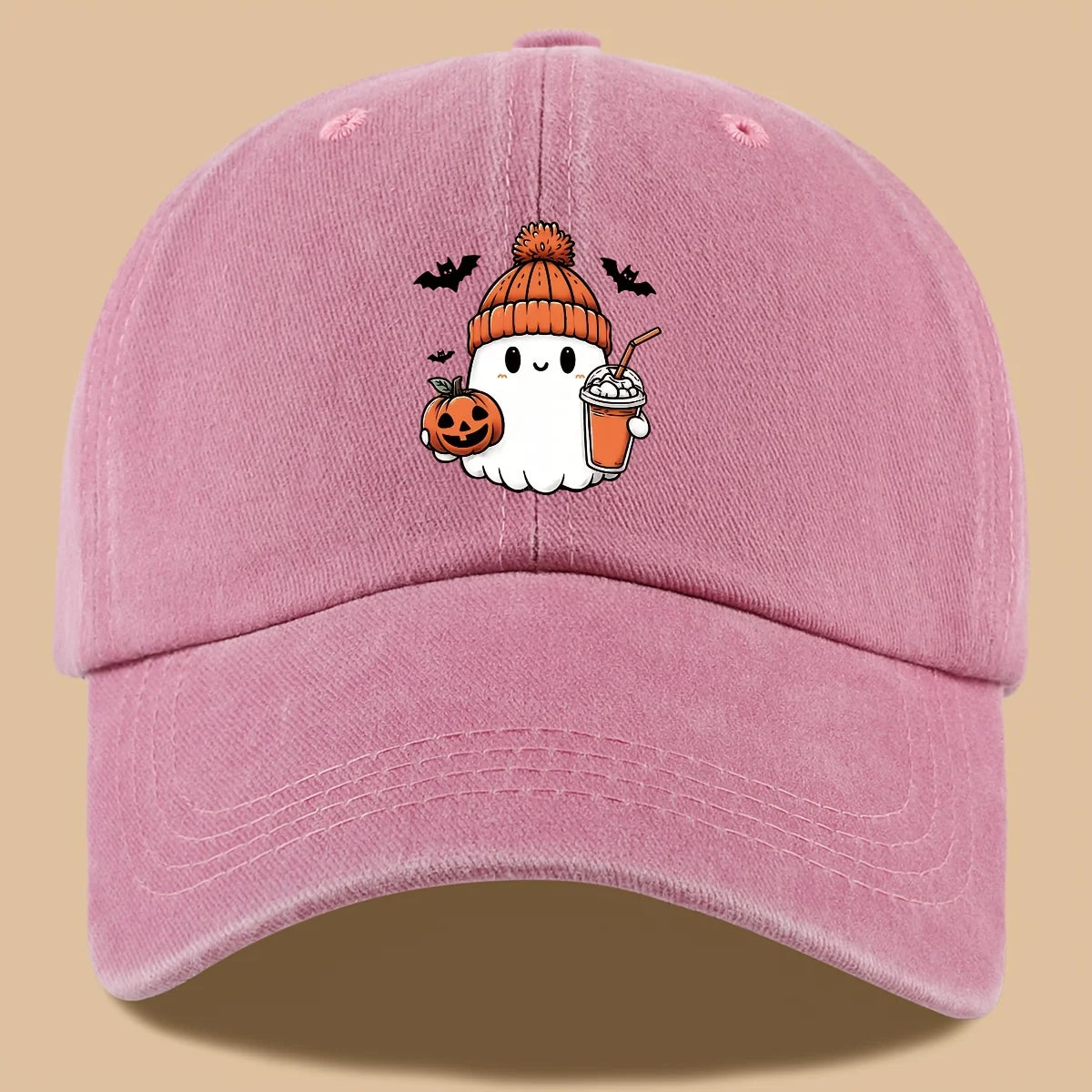 Baseball Cap Cute Ghost Pumpkin Milk Tea