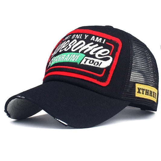 New Mesh Embroidery Letter Awesome Baseball Cap
