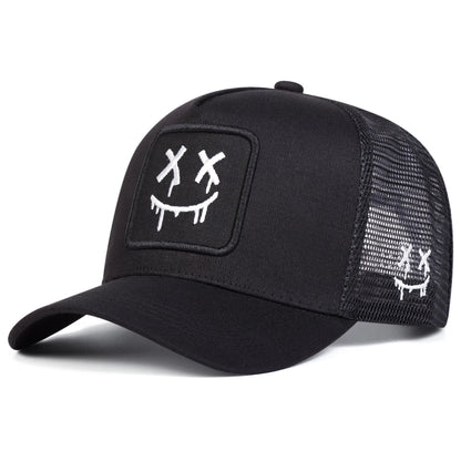 Unisex XX Smiling Face Embroidery Baseball Net Caps Spring Summer