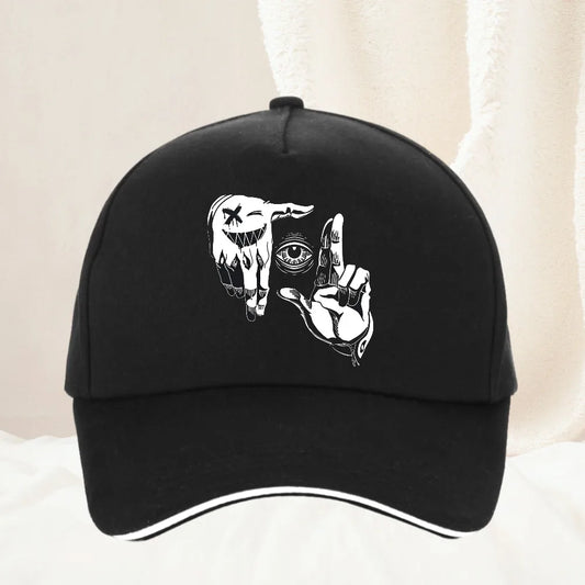 Cartoon Gesture Eye Personalized Pattern Printed Baseball Cap