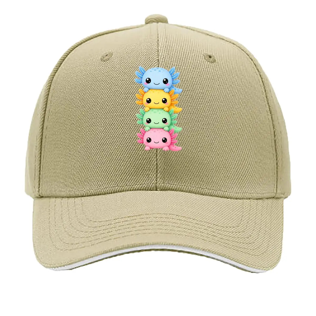 Cute Pastel Axolotl Friends Stack Sandwich Baseball Cap