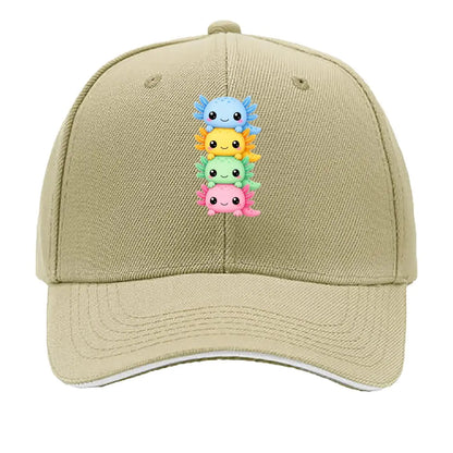 Cute Pastel Axolotl Friends Stack Sandwich Baseball Cap