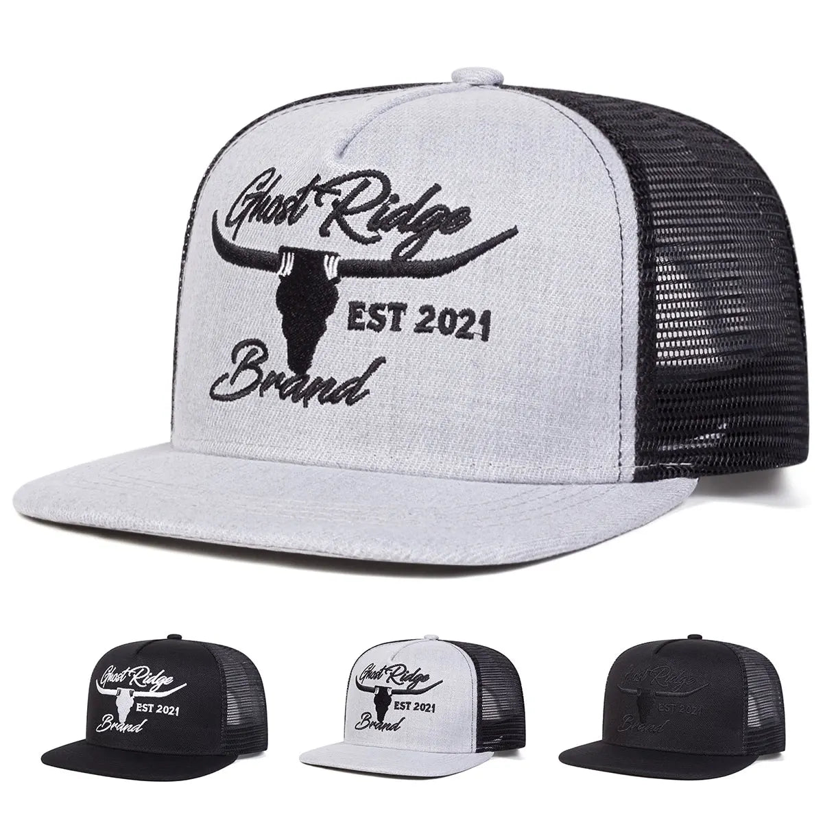 Unisex Bullhead Letter Embroidery Hip-hop Net Hats Spring Summer Outdoor