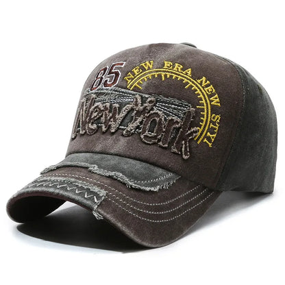 New York Embroidered Washed Distressed Baseball Cap