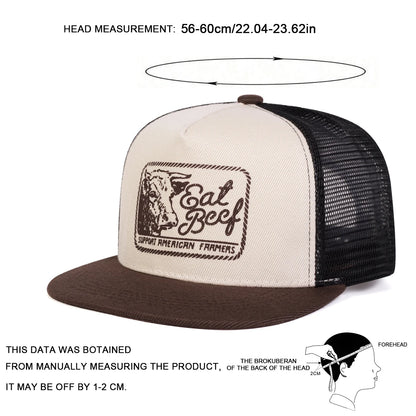 Unisex EAT BEEF Letter Embroidery Hip-hop Hat Snapback Cap