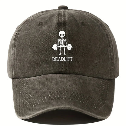 Retro Style Adjustable Baseball Cap With Cool Skull Print