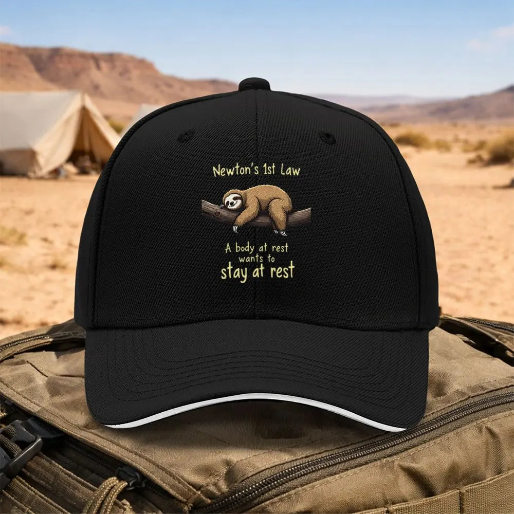 Newton's First Law Sloth Adjustable Baseball Hat