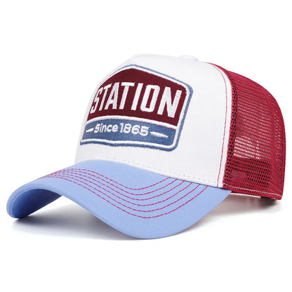 Unisex Baseball Cap Classic STATION Letter Pattern Mesh Cap Men And Women