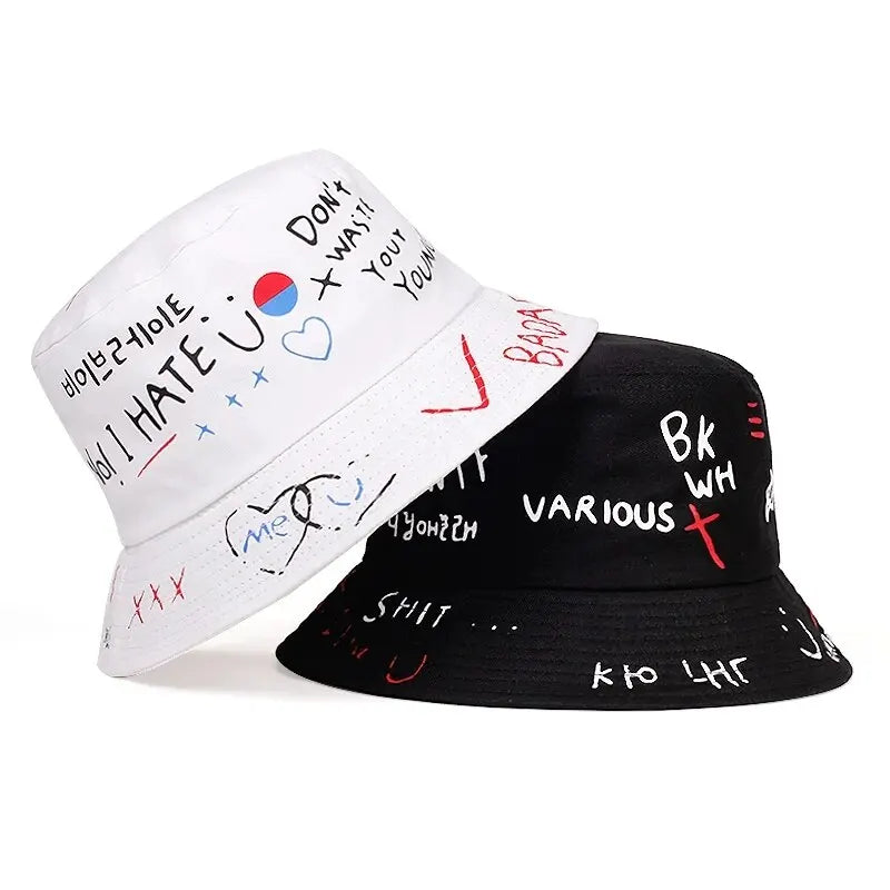 Unisex Letter Graffiti Printing Personality Bucket Hats Fishermen Caps