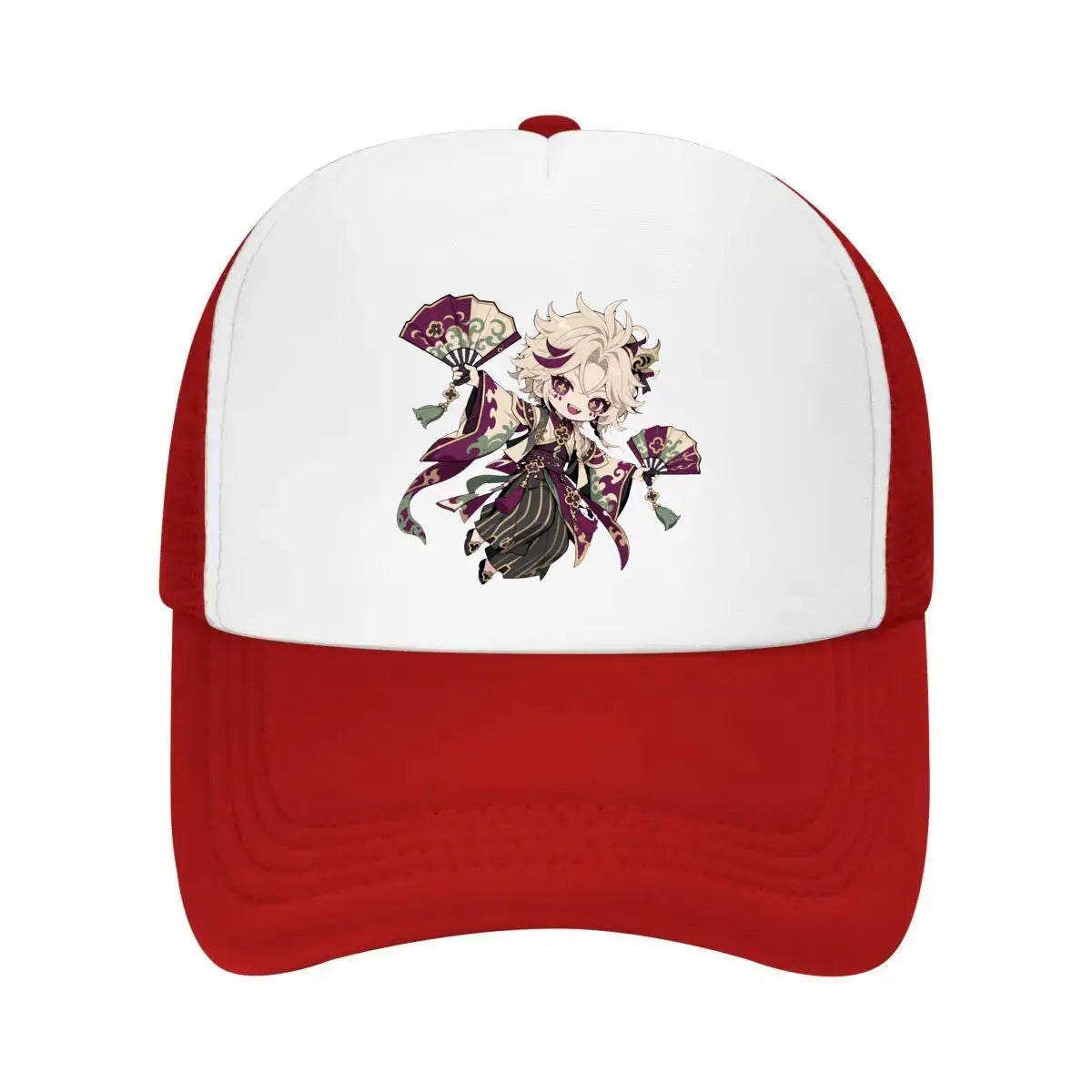 Playful Chibi Demon Fan Mascot Mesh Baseball Cap