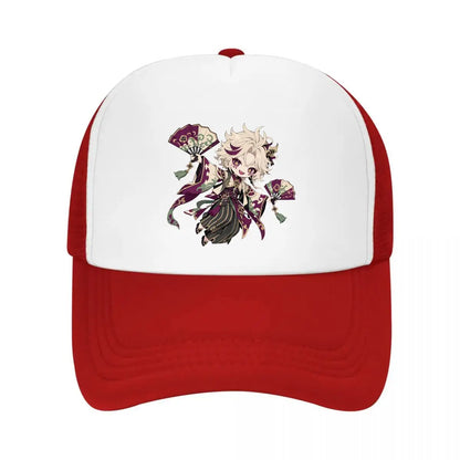 Playful Chibi Demon Fan Mascot Mesh Baseball Cap