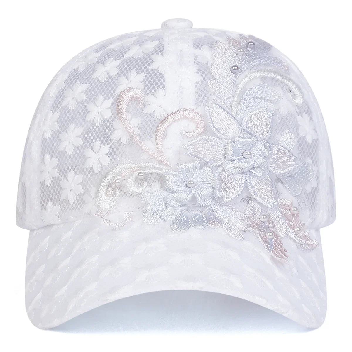 Unisex Lace Flower Embroidery Breathable Baseball Caps