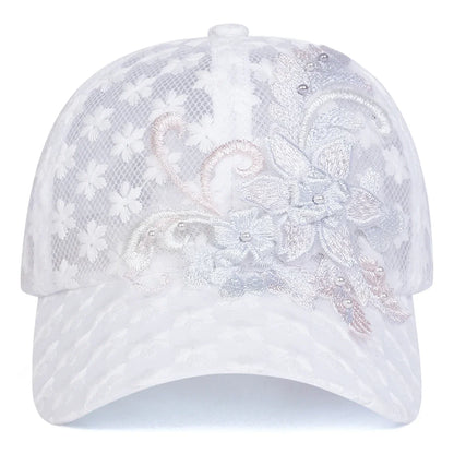 Unisex Lace Flower Embroidery Breathable Baseball Caps