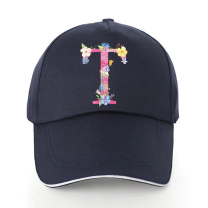Men Baseball Cap Pure Cotton Adjustable Back Buckle Hat Pink Letter Print