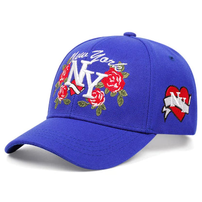 Fashion NY Embroidered Rose Baseball Hat