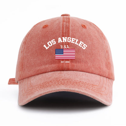 LOS ANGELES Print Washed Baseball Cap
