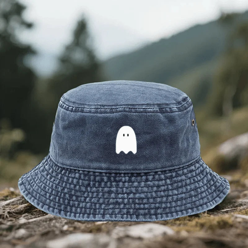 This Adjustable Hat Features a "White " Design Bucket Hat