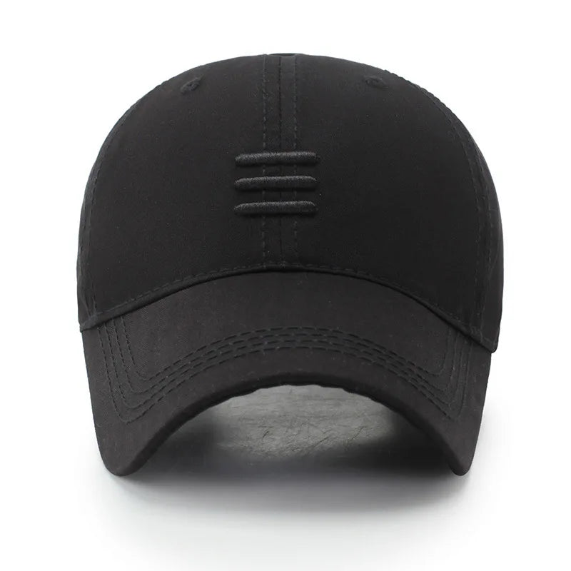 Three Horizontal Lines Embroidery Baseball Caps