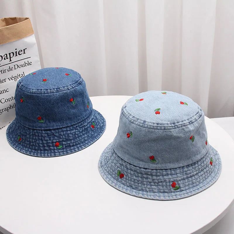 New Summer Washed Denim Bucket Hats