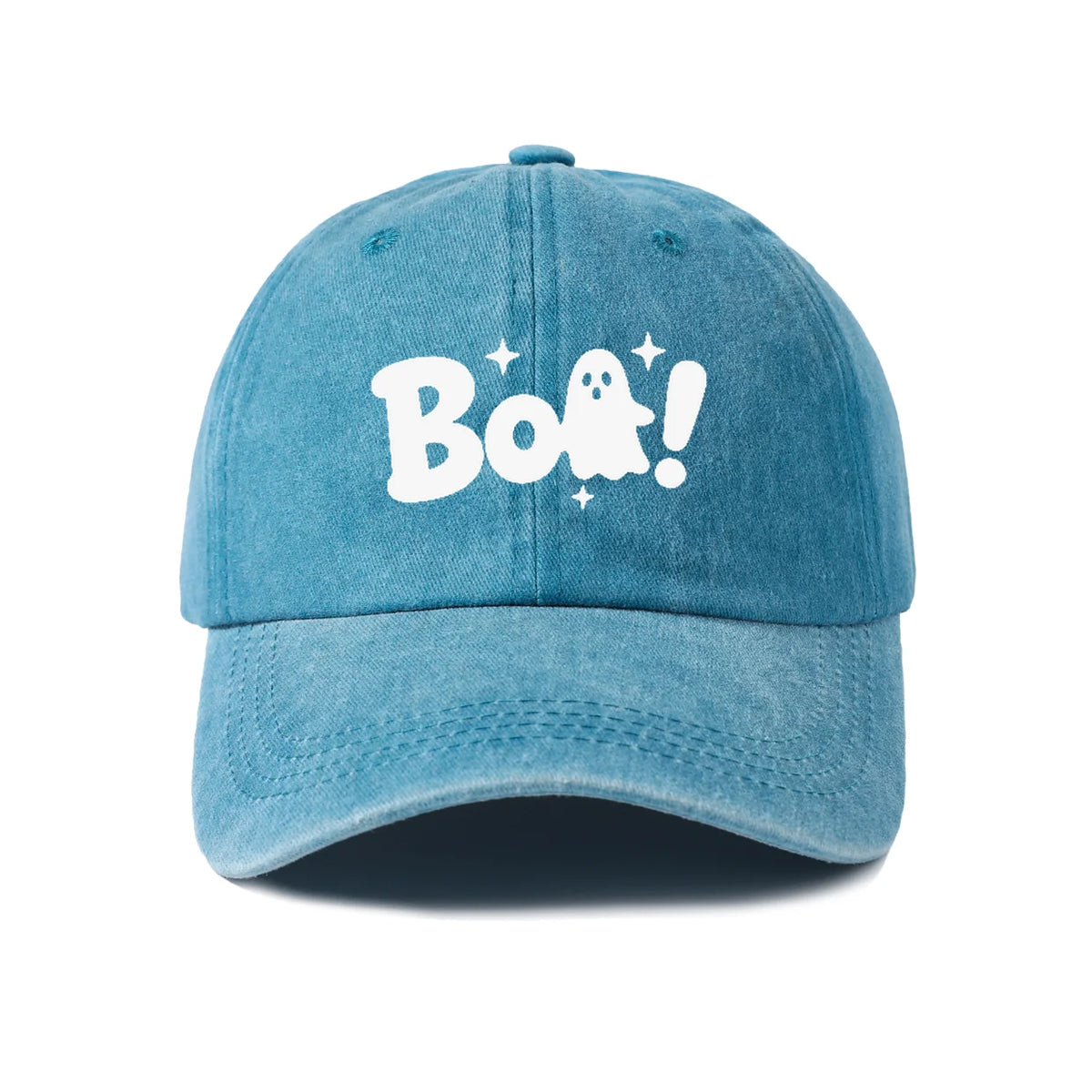 Vintage Washed Boo Ghost Quote Graphic Baseball Cap