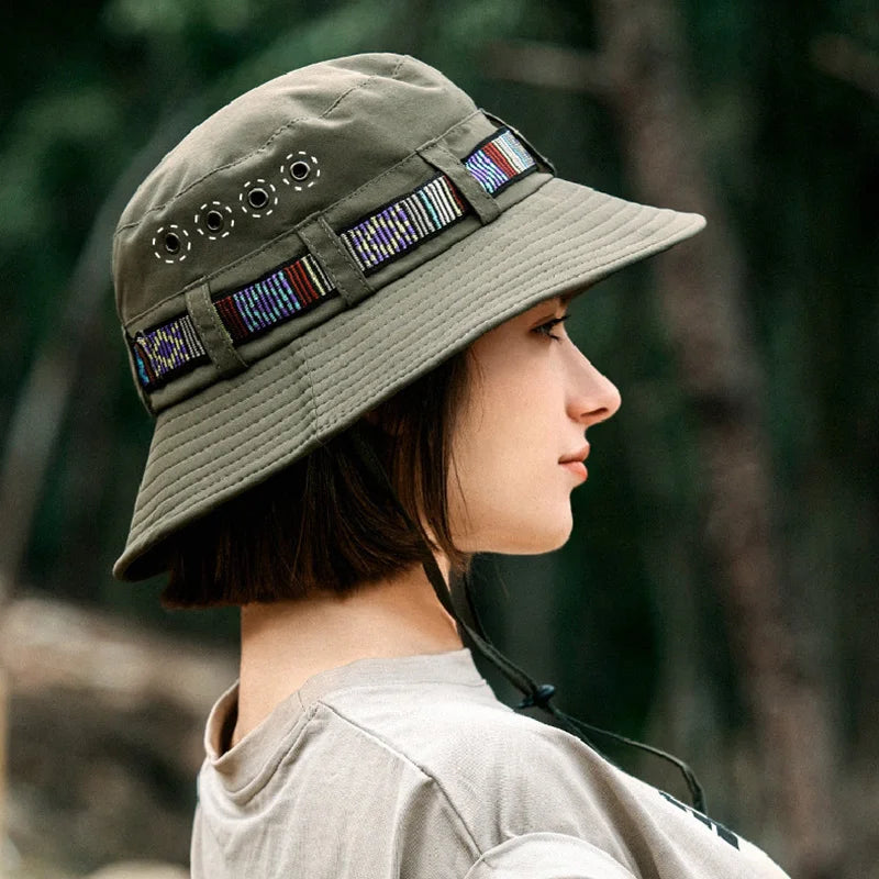 Quick-Dry Breathable Sun Hats Drawstring Bucket Hat
