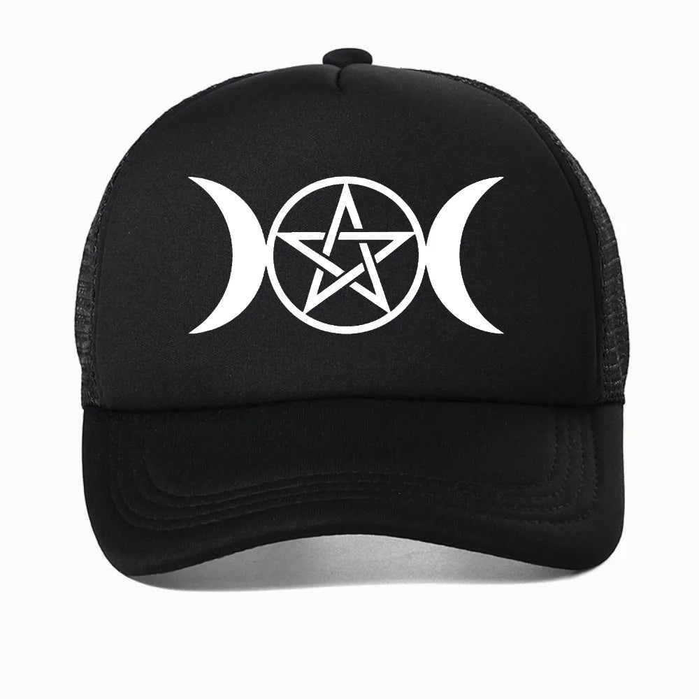 Triple Moon Goddess Wicca Pentacle Cartoon Baseball Cap