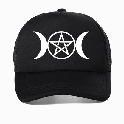 Triple Moon Goddess Wicca Pentacle Cartoon Baseball Cap