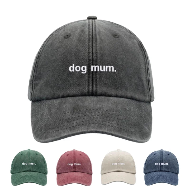 "dog mum. " Vintage Washed Kanye Baseball Cap For Women