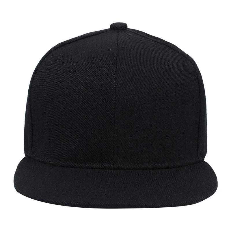 Solid Color Flat Brim Adjustable Hip Hop Men Snapback Cap