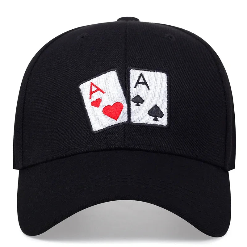 Unisex Poker Embroidery Baseball Caps Spring And Autumn Outdoor