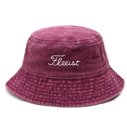 Vintage Washed Bucket Hat Fish Logo Sun Protection Outdoor Casual Hat