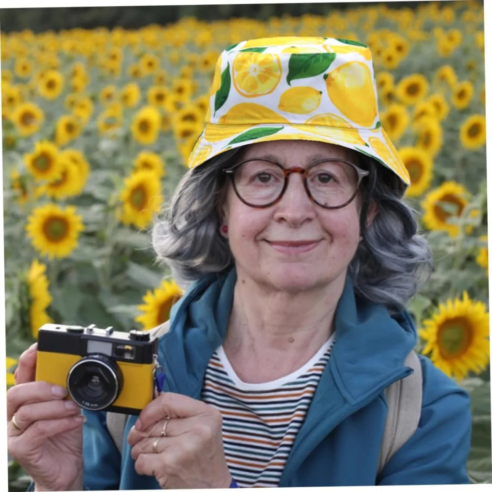 Fashion Sun Protection Bucket Hat Foldable Beach Leaf Lemon Printing Fisherman Hat For Men Women