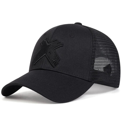 Unisex X Letter Embroidery Baseball Net Caps